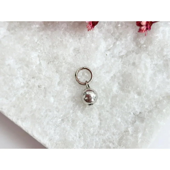 Tiny Dainty silver tone Ball Shaped Vintage Pendant | Charm | Trinket - Picture 2 of 9